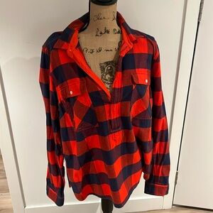 J Crew Buffalo plaid half zip shirt jacket